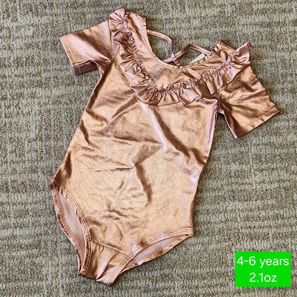 H&M Other - H&M girls frilled bodysuit metallic pink leotard size 4-6 years
